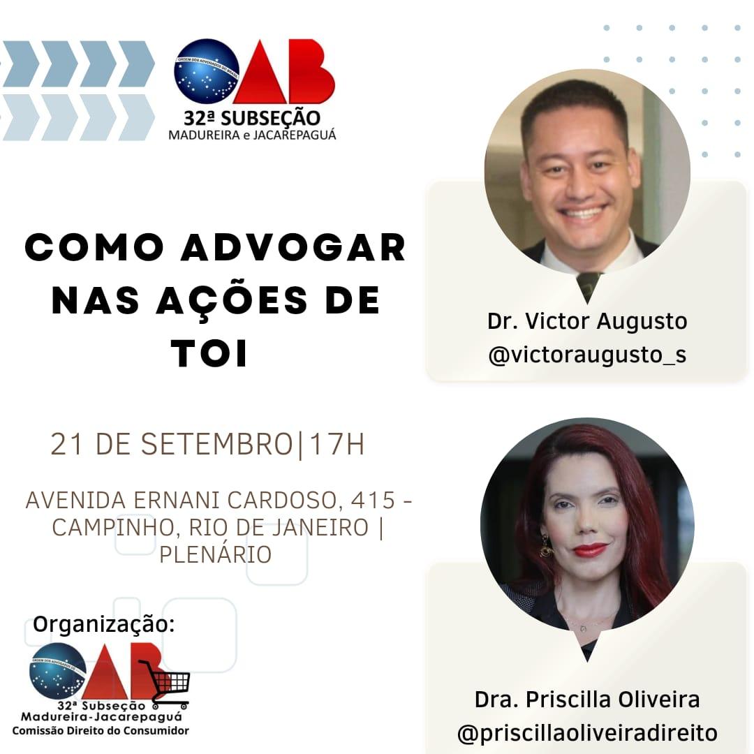 Palestras dia 21/09 Como Advogar nas Ações de TOI