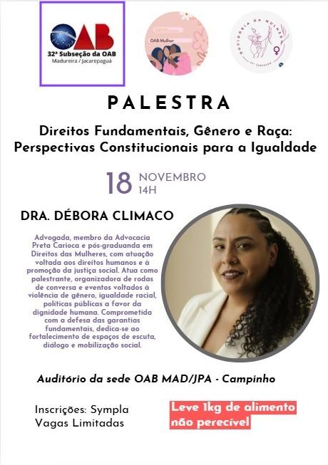 18/11 - Direitos Fundamentais, Gênero e Raça: Perspectivas Constitucionais para a Igualdade.