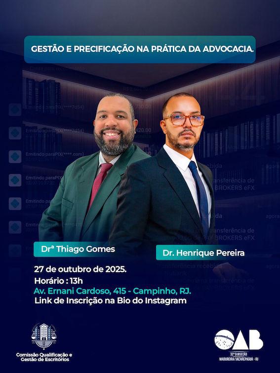 27/10 - Gestão e Precificação na Prática da Advocacia.