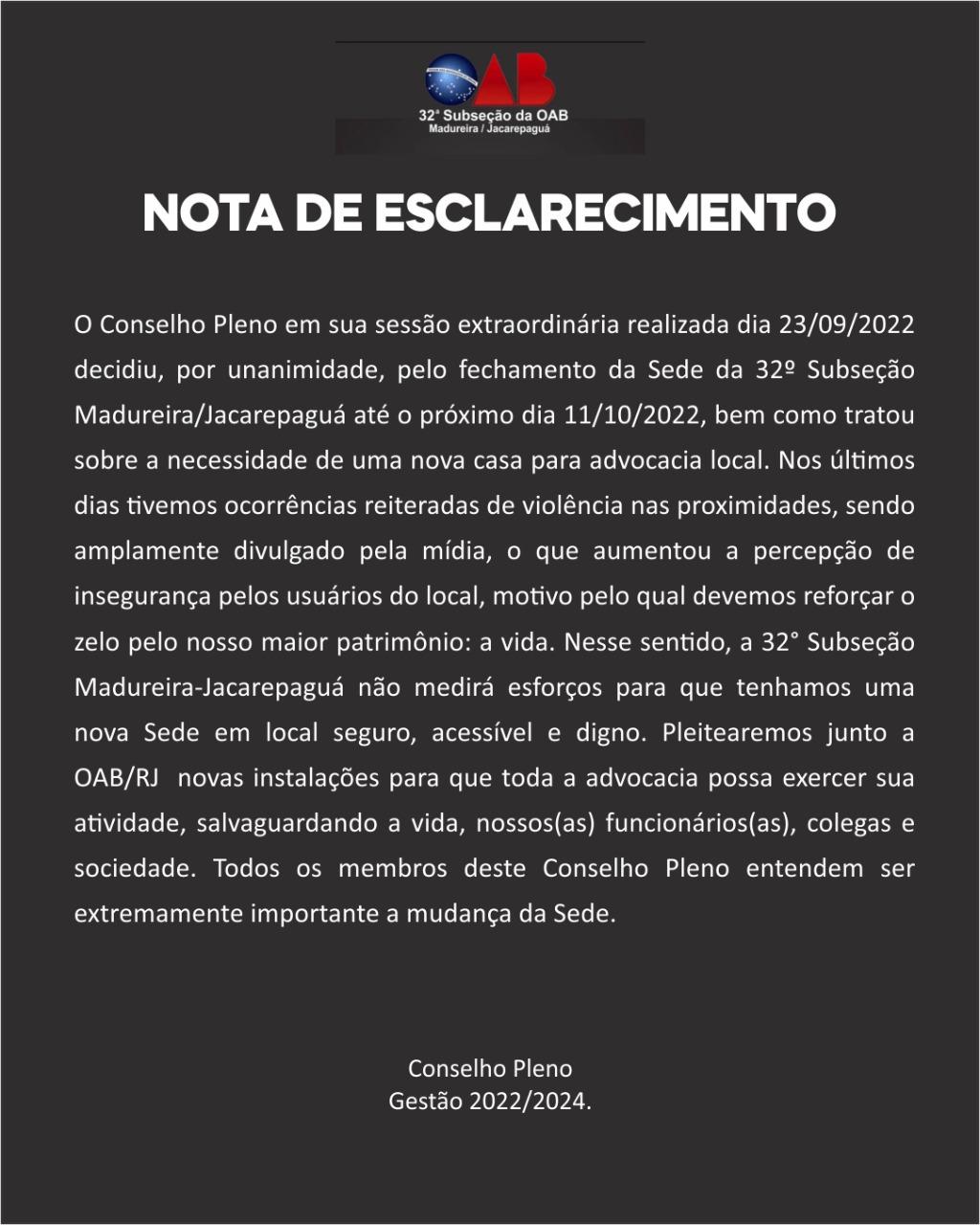 Nota de Esclarecimento