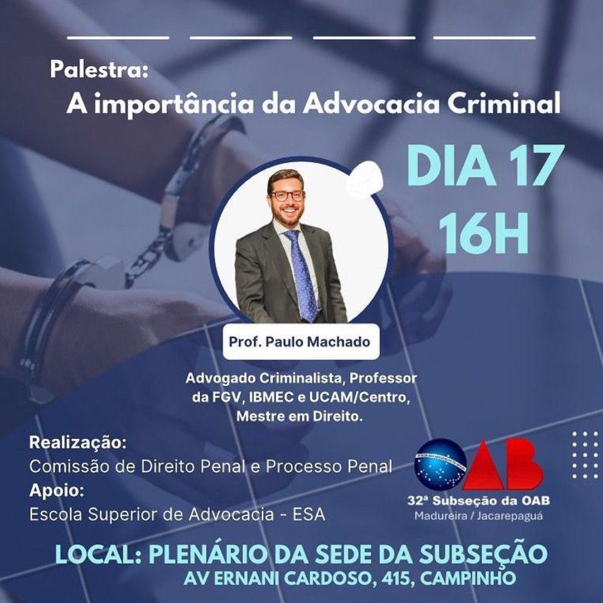 Palestra da Comissão de Direito Penal e Processo Penal